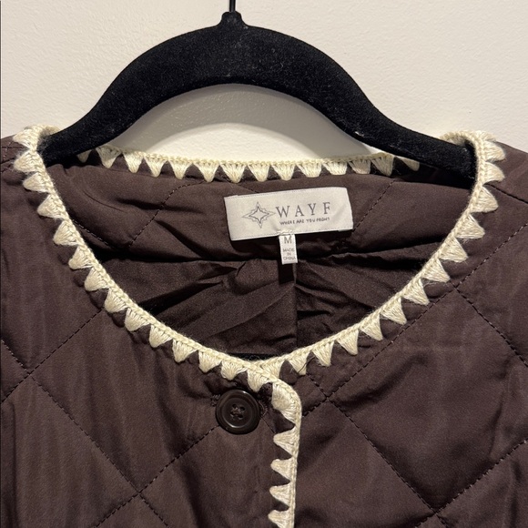 Wayf Chocolate Quilted Jacket with Ivory Accents - Picture 3 of 10